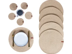 Sale Beliani Set di tovagliette e sottobicchieri BUSHMINT Iuta Naturale