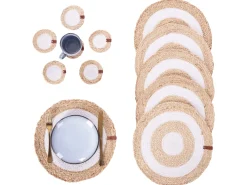 Online Beliani Set di tovagliette e sottobicchieri TUMERIC Iuta Naturale Beige Naturale