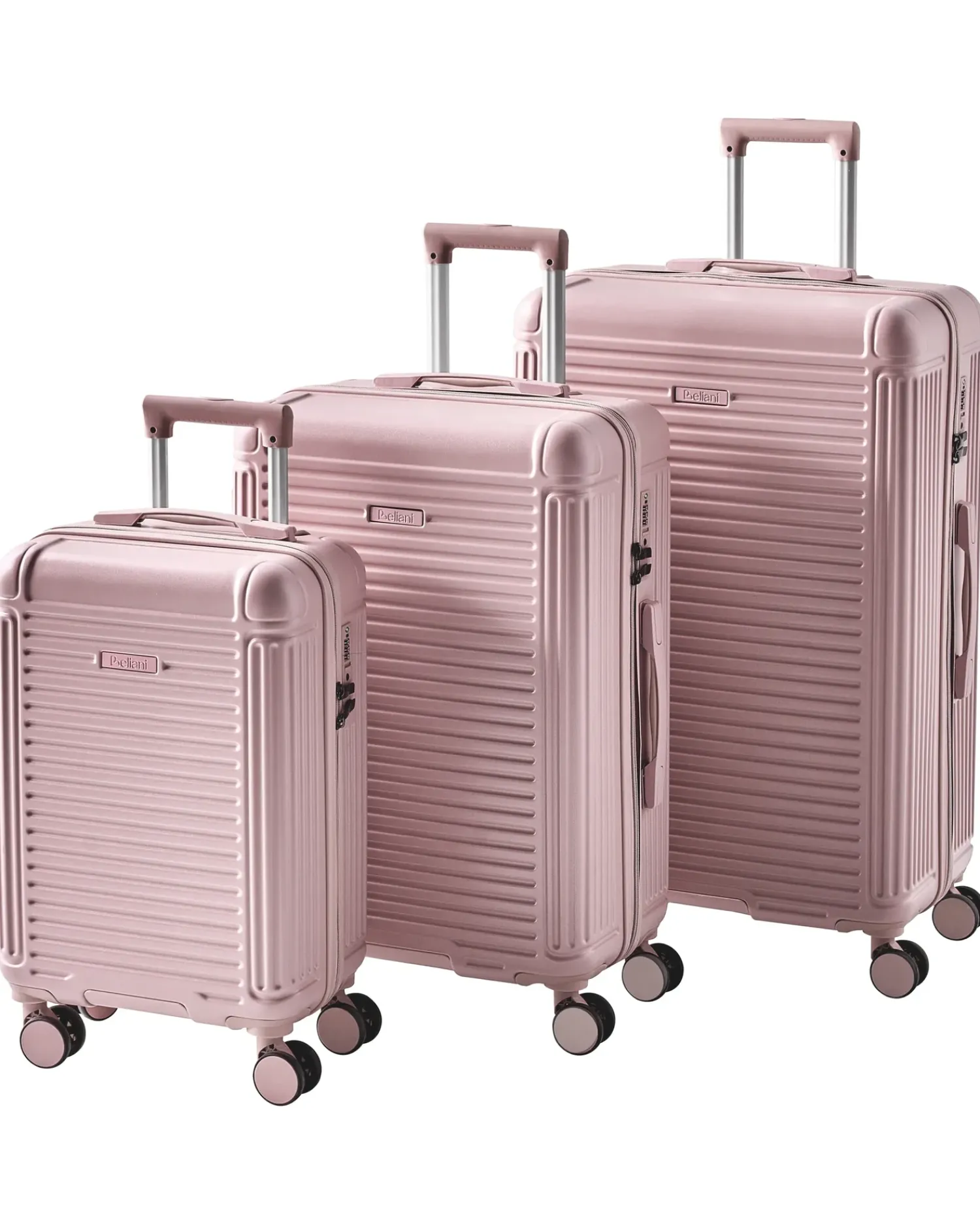 Beliani Set di 3 valigie rigide MYNTIS Rosa Rosa Nero