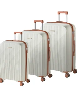 Best Beliani Set di 3 valigie rigide TONSAI Bianco sporco Bianco Marrone