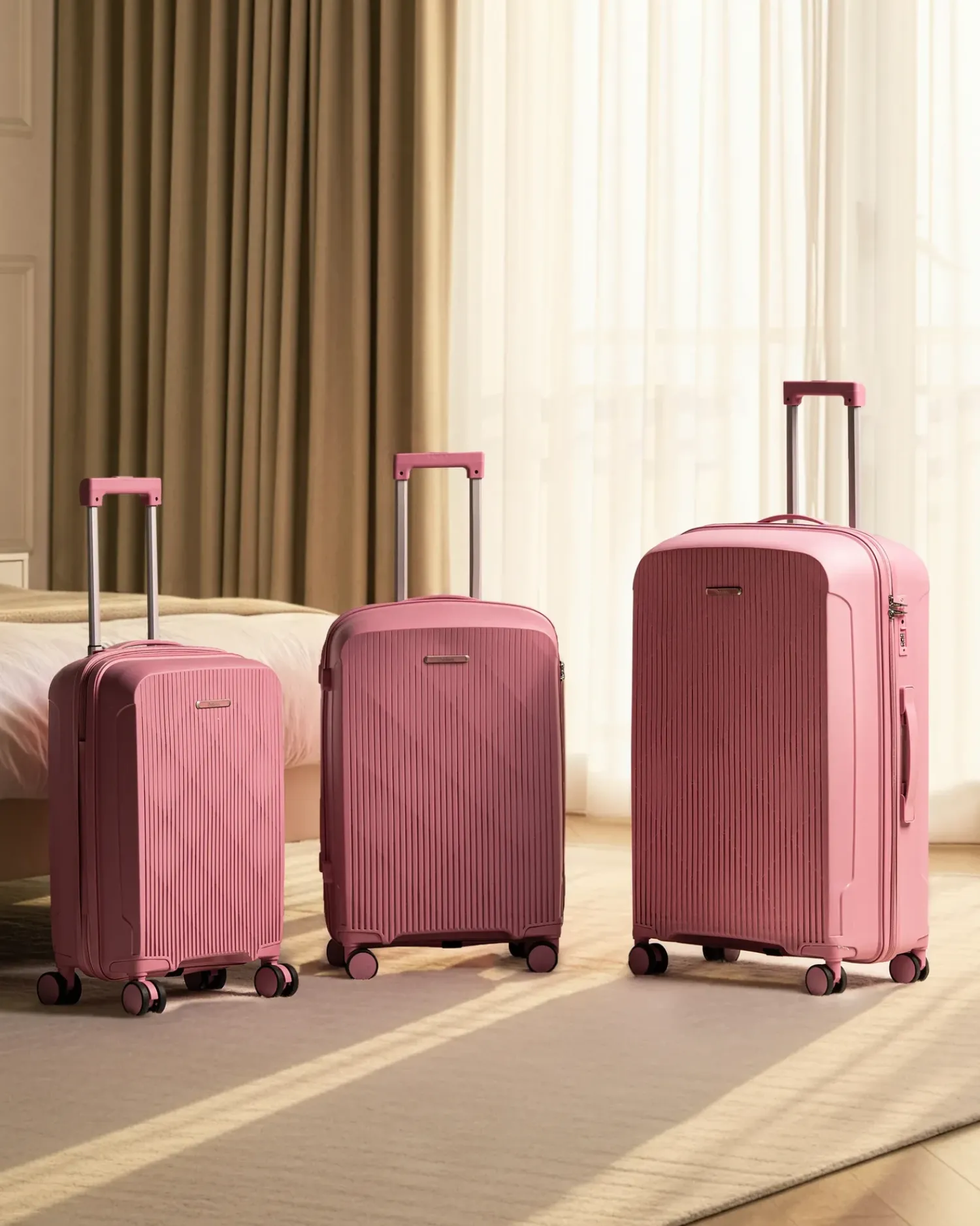 Online Beliani Set di 3 valigie rigide TONSAI Rosa