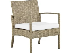 Discount Beliani Set divani con tavolino MARSALA Rattan sintetico (PE) Marrone chiaro Beige Bianco Naturale