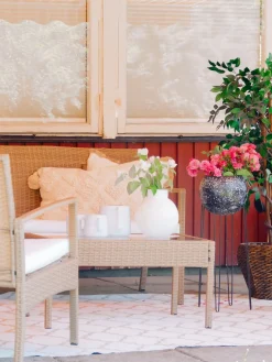 Discount Beliani Set divani con tavolino MARSALA Rattan sintetico (PE) Marrone chiaro Beige Bianco Naturale
