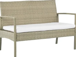 Discount Beliani Set divani con tavolino MARSALA Rattan sintetico (PE) Marrone chiaro Beige Bianco Naturale
