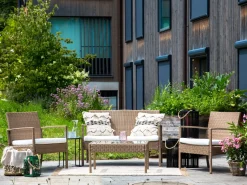 Discount Beliani Set divani con tavolino MARSALA Rattan sintetico (PE) Marrone chiaro Beige Bianco Naturale