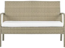 Discount Beliani Set divani con tavolino MARSALA Rattan sintetico (PE) Marrone chiaro Beige Bianco Naturale