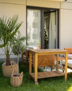 Discount Beliani Set di 3 vasi da fiori in vimini AUCUBA 26/34/44 cm chiaro Marrone