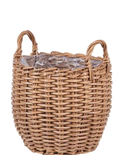 Discount Beliani Set di 3 vasi da fiori in vimini AUCUBA 26/34/44 cm chiaro Marrone