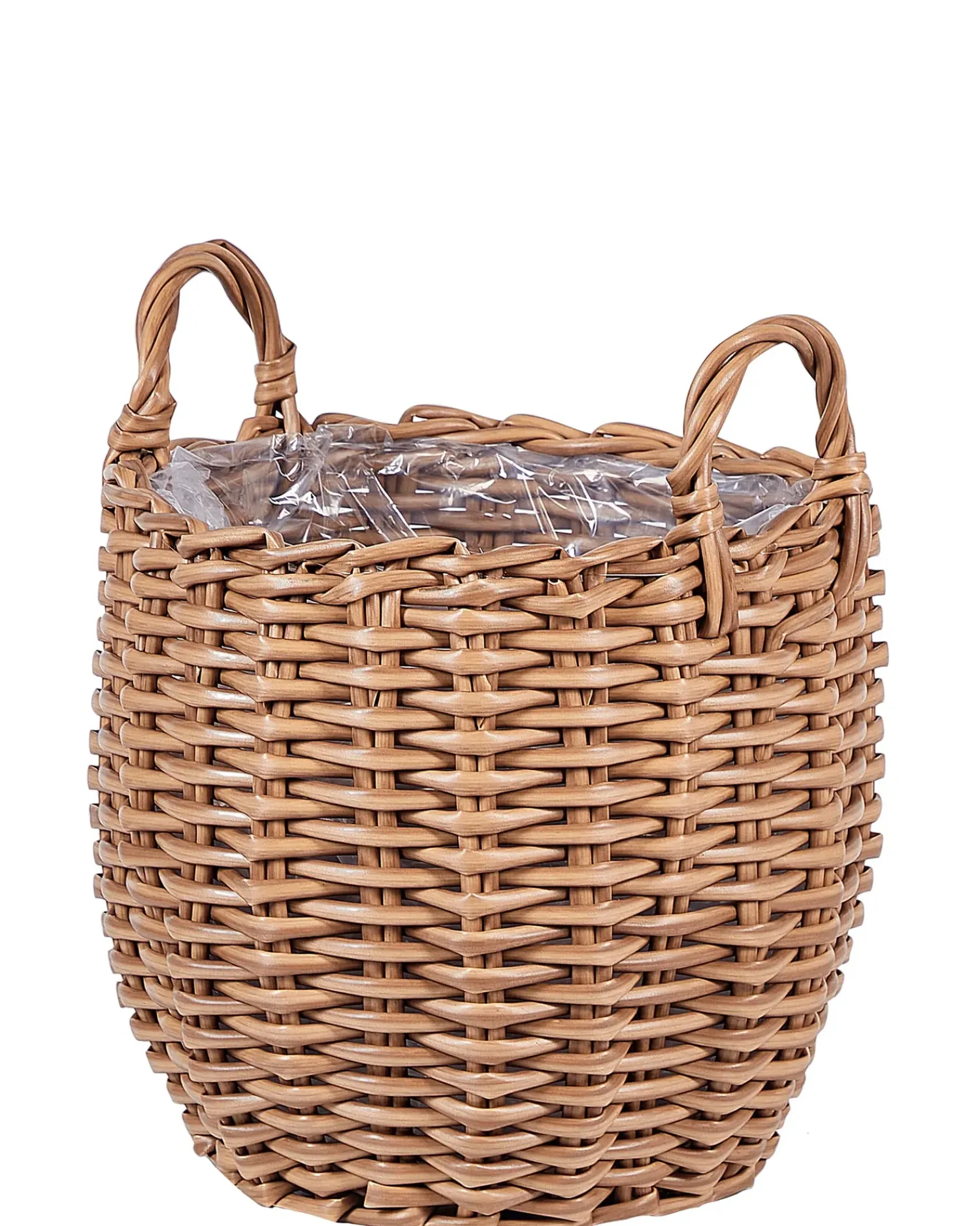 Discount Beliani Set di 3 vasi da fiori in vimini AUCUBA 26/34/44 cm chiaro Marrone