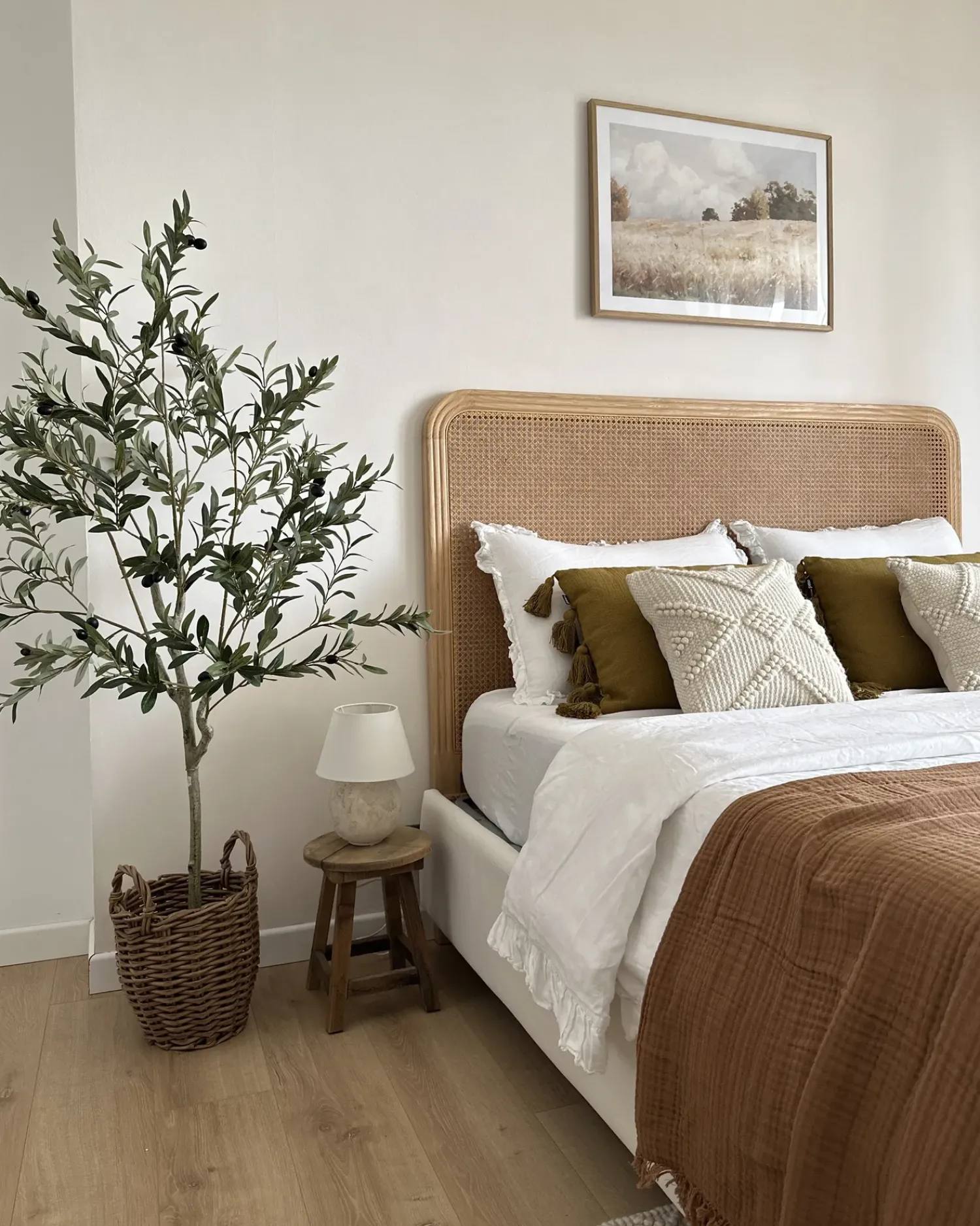 Discount Beliani Set di 3 vasi da fiori in vimini AUCUBA 26/34/44 cm chiaro Marrone
