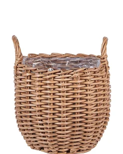 Discount Beliani Set di 3 vasi da fiori in vimini AUCUBA 26/34/44 cm chiaro Marrone