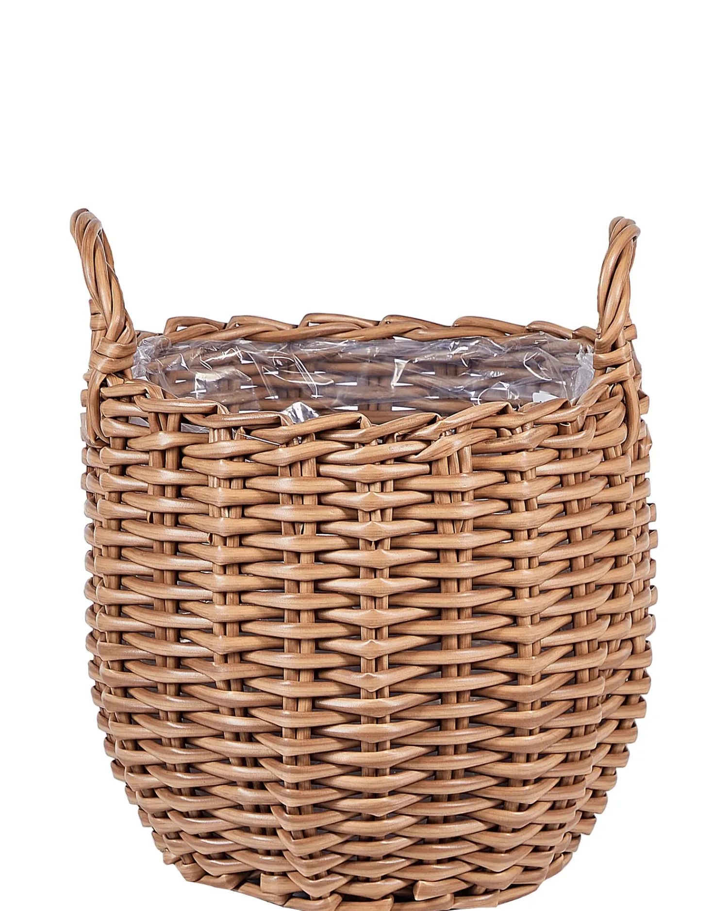 Discount Beliani Set di 3 vasi da fiori in vimini AUCUBA 26/34/44 cm chiaro Marrone