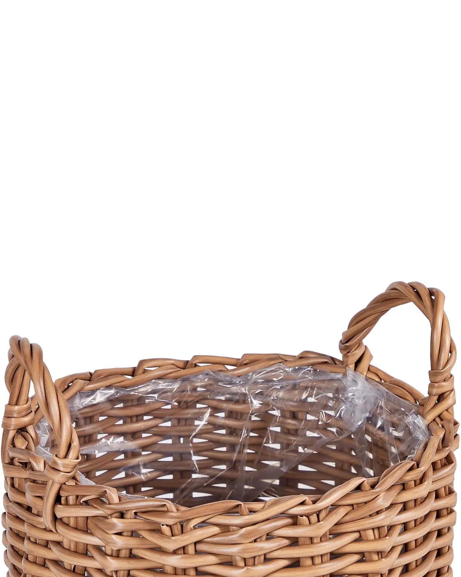 Discount Beliani Set di 3 vasi da fiori in vimini AUCUBA 26/34/44 cm chiaro Marrone