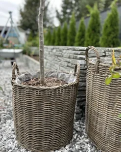 Outlet Beliani Set di 2 vasi da fiori in vimini BITOLA Rattan sintetico (PE) 40/48 cm Marrone