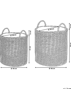 Outlet Beliani Set di 2 vasi da fiori in vimini BITOLA Rattan sintetico (PE) 40/48 cm Marrone