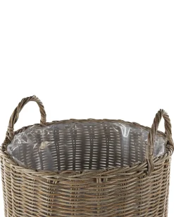 Outlet Beliani Set di 2 vasi da fiori in vimini BITOLA Rattan sintetico (PE) 40/48 cm Marrone