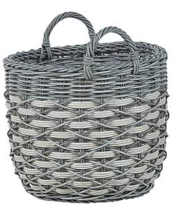 Sale Beliani Set di 3 vasi da fiori in vimini GEFIRA Rattan sintetico (PE) 31/39/49 cm Grigio Bianco Grigio