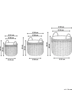 Sale Beliani Set di 3 vasi da fiori in vimini GEFIRA Rattan sintetico (PE) 31/39/49 cm Grigio Bianco Grigio