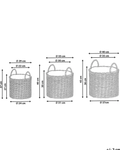Hot Beliani Set di 3 vasi da fiori in vimini NIKITI Rattan sintetico (PE) 29/35/40 cm Tortora Marrone