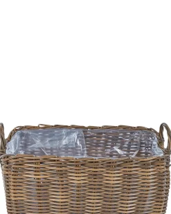 Sale Beliani Set di 2 vasi da fiori in vimini ORMOS Rattan sintetico (PE) 53/59 cm Marrone