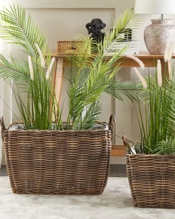 Sale Beliani Set di 2 vasi da fiori in vimini ORMOS Rattan sintetico (PE) 53/59 cm Marrone