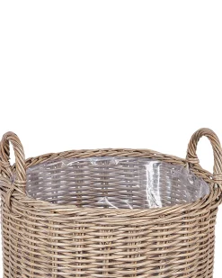 Hot Beliani Set di 3 vasi da fiori in vimini PENDULA Rattan sintetico (PE) 33/37/45 cm Naturale Marrone