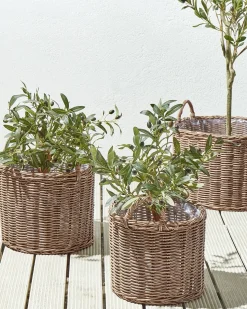 Hot Beliani Set di 3 vasi da fiori in vimini PENDULA Rattan sintetico (PE) 33/37/45 cm Naturale Marrone