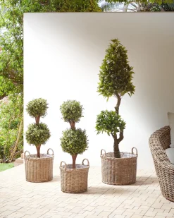 Hot Beliani Set di 3 vasi da fiori in vimini PENDULA Rattan sintetico (PE) 33/37/45 cm Naturale Marrone