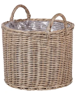 Hot Beliani Set di 3 vasi da fiori in vimini PENDULA Rattan sintetico (PE) 33/37/45 cm Naturale Marrone