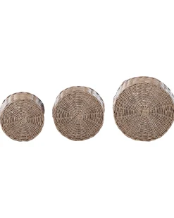 Hot Beliani Set di 3 vasi da fiori in vimini PENDULA Rattan sintetico (PE) 33/37/45 cm Naturale Marrone