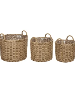 Sale Beliani Set di 3 vasi da fiori in vimini PENDULA Rattan sintetico (PE) 33/37/45 cm Naturale