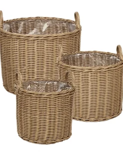 Sale Beliani Set di 3 vasi da fiori in vimini PENDULA Rattan sintetico (PE) 33/37/45 cm Naturale