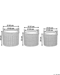Sale Beliani Set di 3 vasi da fiori in vimini PENDULA Rattan sintetico (PE) 33/37/45 cm Naturale
