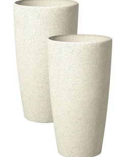New Beliani Set di 2 vasi per piante ABDERA 31 cm chiaro Beige