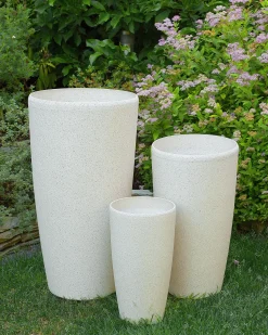 New Beliani Set di 2 vasi per piante ABDERA 31 cm chiaro Beige