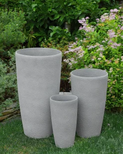 Beliani Set di 2 vasi per piante ABDERA 31 cm Grigio