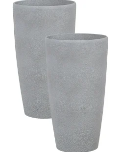 Beliani Set di 2 vasi per piante ABDERA 31 cm Grigio