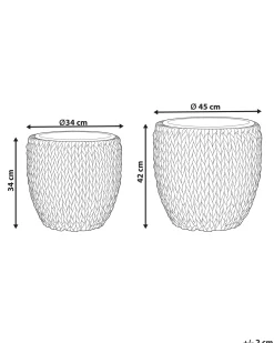 Discount Beliani Set di 3 vasi per piante BERBERIS Rattan sintetico (PE) 34/45 cm scuro Marrone