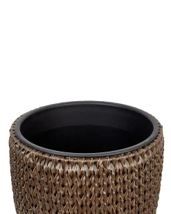 Discount Beliani Set di 3 vasi per piante BERBERIS Rattan sintetico (PE) 34/45 cm scuro Marrone
