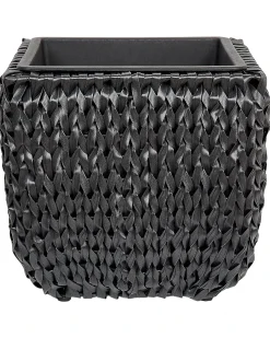 Outlet Beliani Set di 2 vasi per piante BERBERIS Rattan sintetico (PE) 34/45 cm Nero