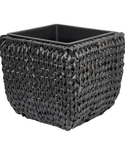 Outlet Beliani Set di 2 vasi per piante BERBERIS Rattan sintetico (PE) 34/45 cm Nero
