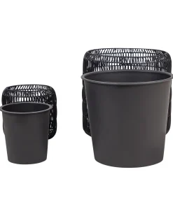 Online Beliani Set di 2 vasi per piante BRODIEA Rattan sintetico (PE) 26/45 cm Nero