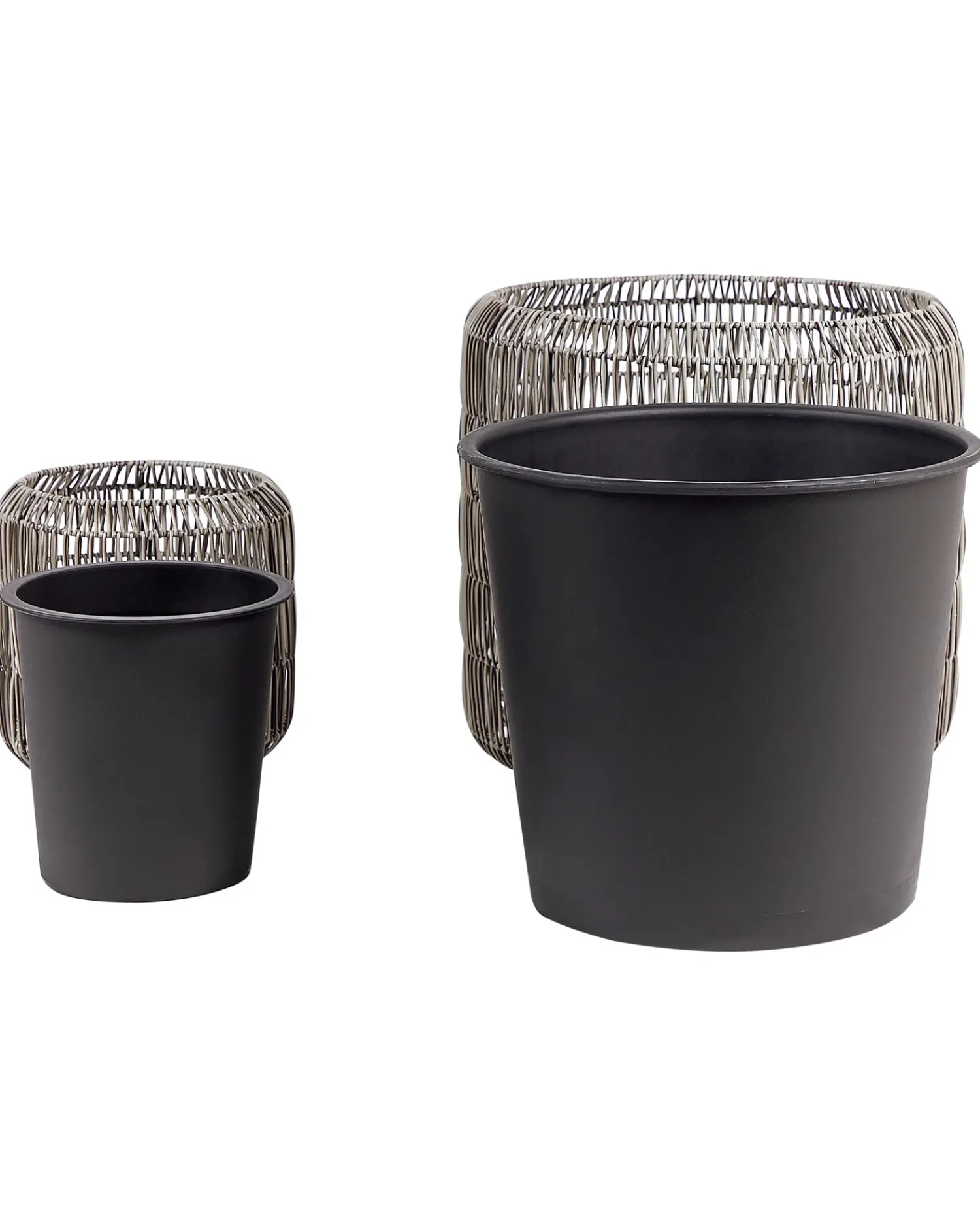 Beliani Set di 2 vasi per piante BRODIEA Rattan sintetico (PE) 26/45 cm chiaro Marrone