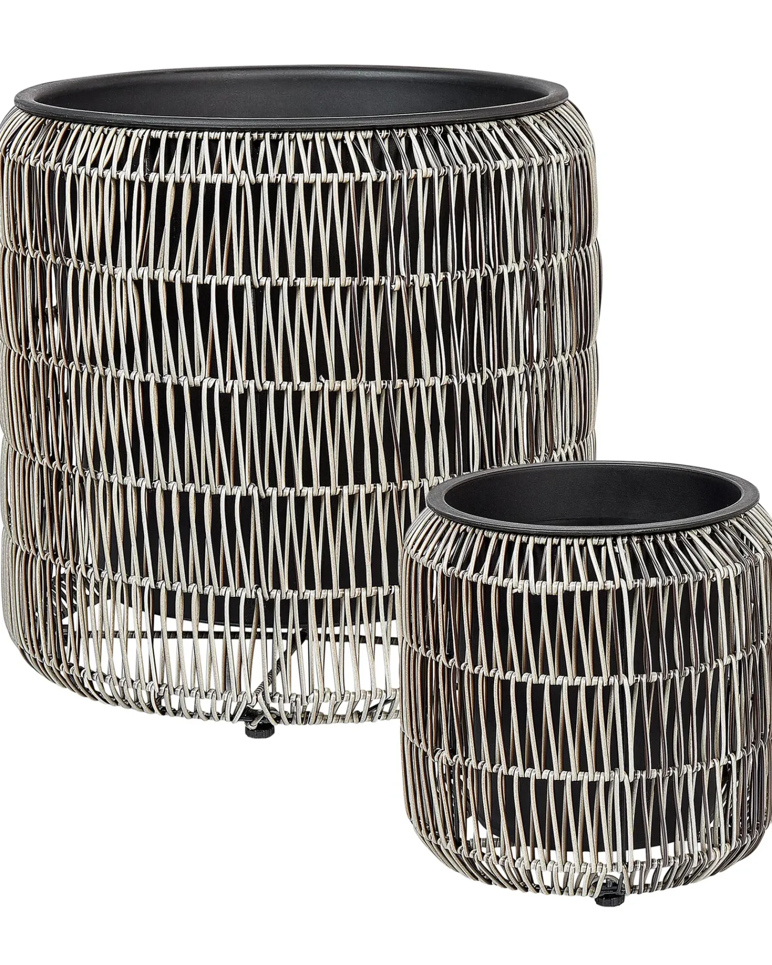 Beliani Set di 2 vasi per piante BRODIEA Rattan sintetico (PE) 26/45 cm chiaro Marrone