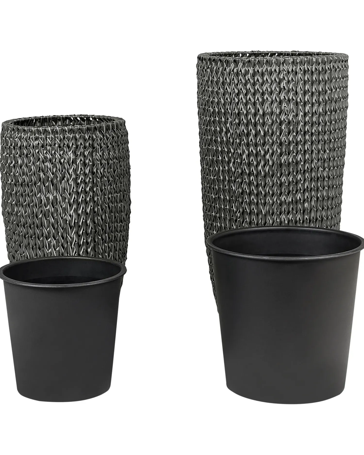Sale Beliani Set di 2 vasi per piante CEDRUS Rattan sintetico (PE) 37/45 cm Nero