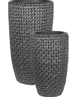 Sale Beliani Set di 2 vasi per piante CEDRUS Rattan sintetico (PE) 37/45 cm Nero