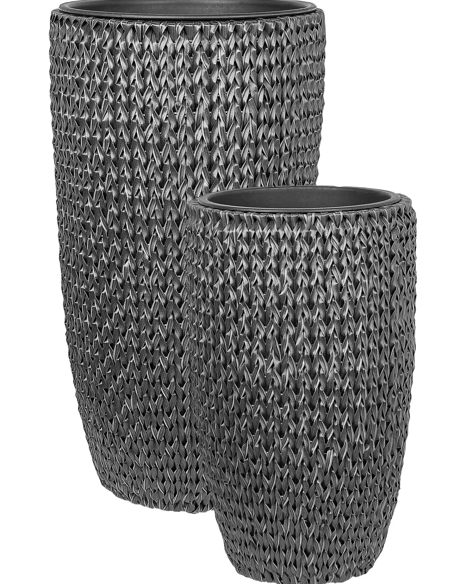 Sale Beliani Set di 2 vasi per piante CEDRUS Rattan sintetico (PE) 37/45 cm Nero