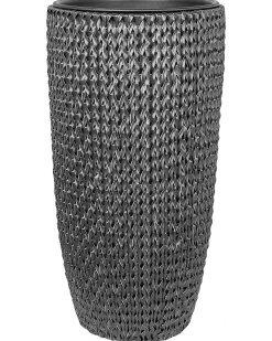 Sale Beliani Set di 2 vasi per piante CEDRUS Rattan sintetico (PE) 37/45 cm Nero