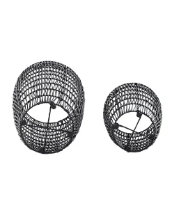 Best Beliani Set di 2 vasi per piante CHELONE Rattan sintetico (PE) 26/34 cm Nero