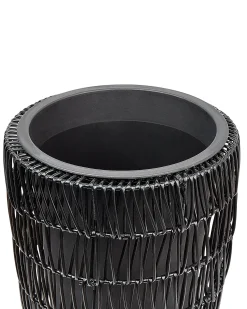 Best Beliani Set di 2 vasi per piante CHELONE Rattan sintetico (PE) 26/34 cm Nero